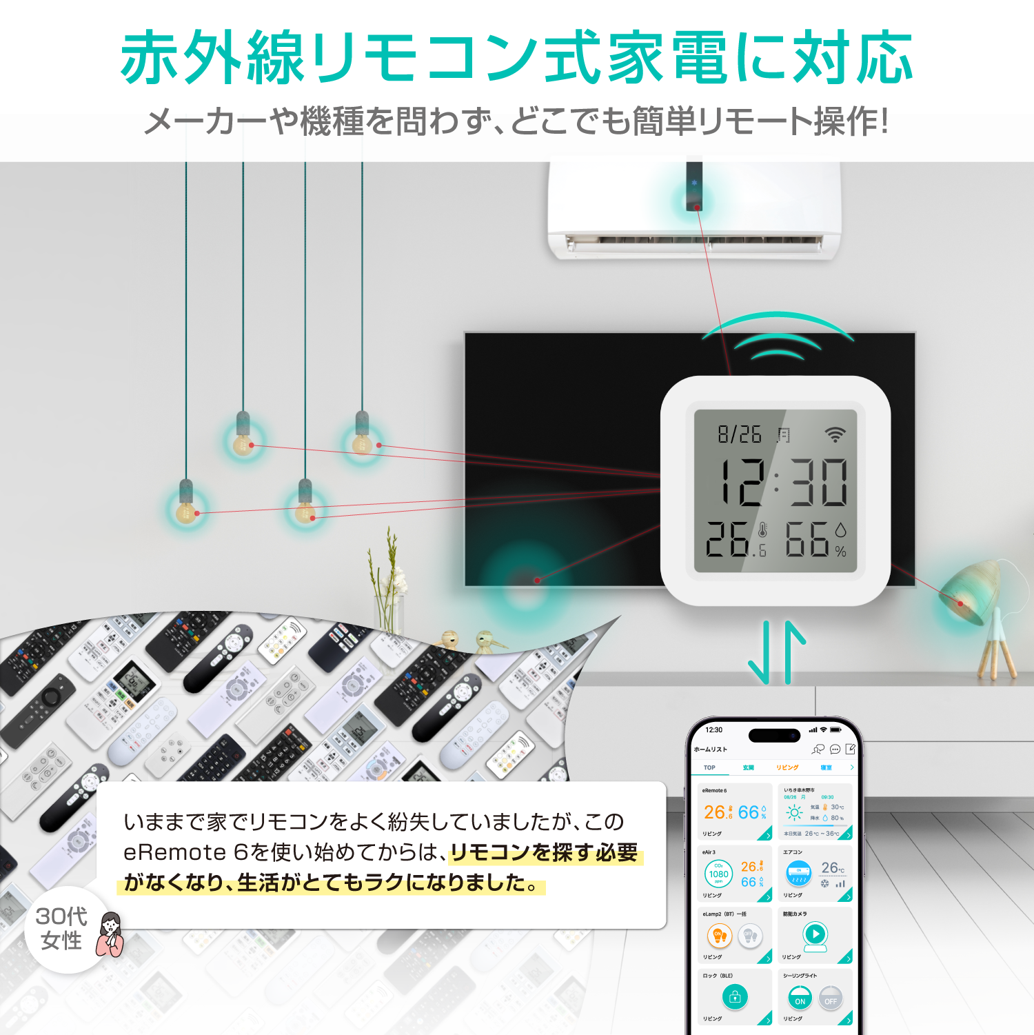 eRemote6 リンクジャパン スマートリモコン エアコン LinkJapan スマートホーム 日本メーカー アレクサ対応 温度計 湿度計 遠隔操作