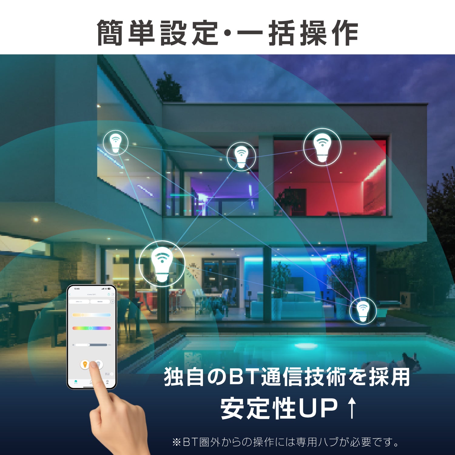 スマート電球 LED電球 HomeLink 対応 eLamp2 E17 口金 専用APP調光調色 ブルートゥース電球 wifi不要 50W形相当 マルチカラー スマートホーム 複数操作【Alexa対応* ハブ機器が必須】