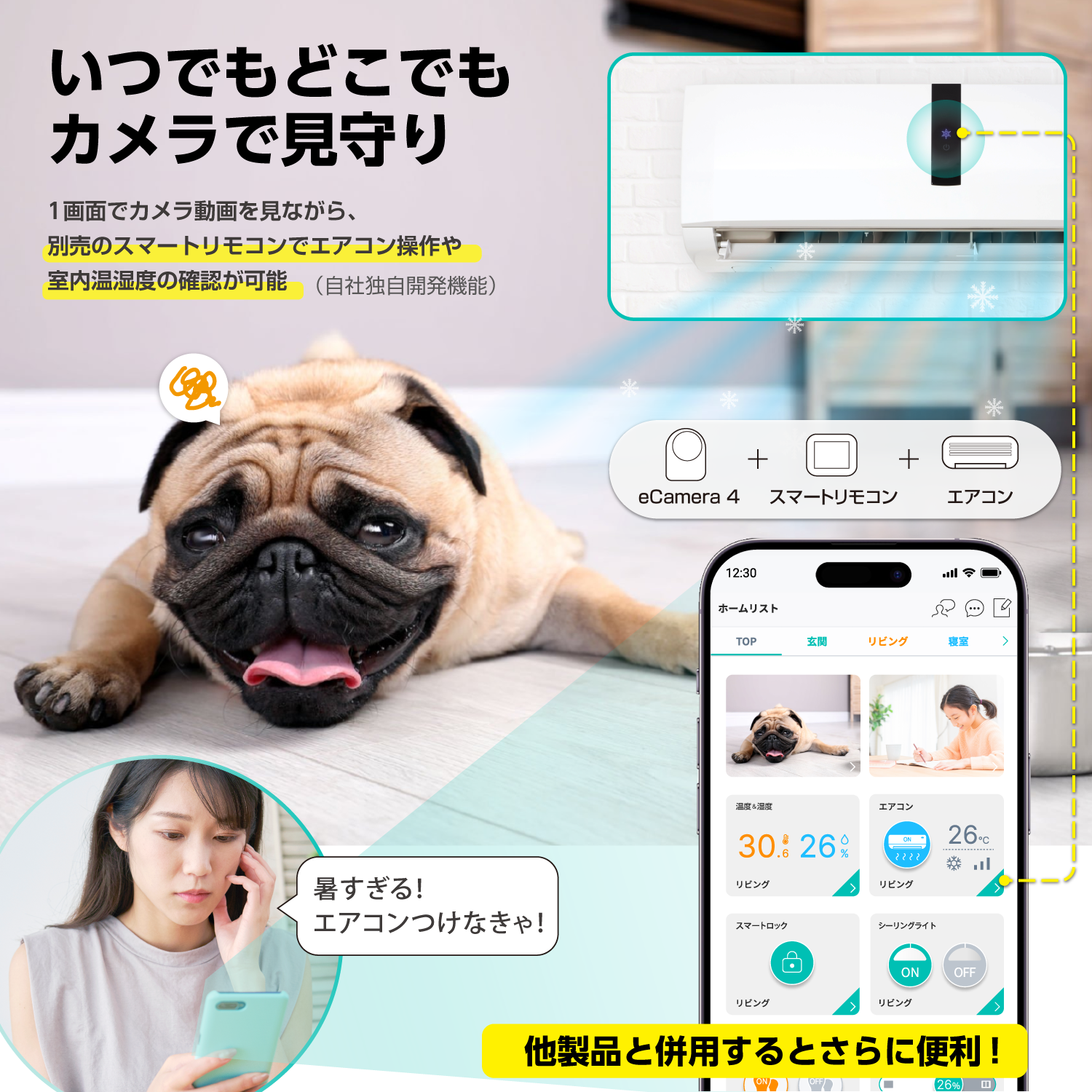 【8月18日以後発送】ペットカメラ 防犯カメラ HomeLink対応 リンクジャパン eCamera4 監視カメラ ベビー みまもり 屋内 カメラ 400万画素 WQHD 動作感知 自動追尾 アラート 【プライバシーモード*独自開発機能】 2.4G/5G WiFi対応