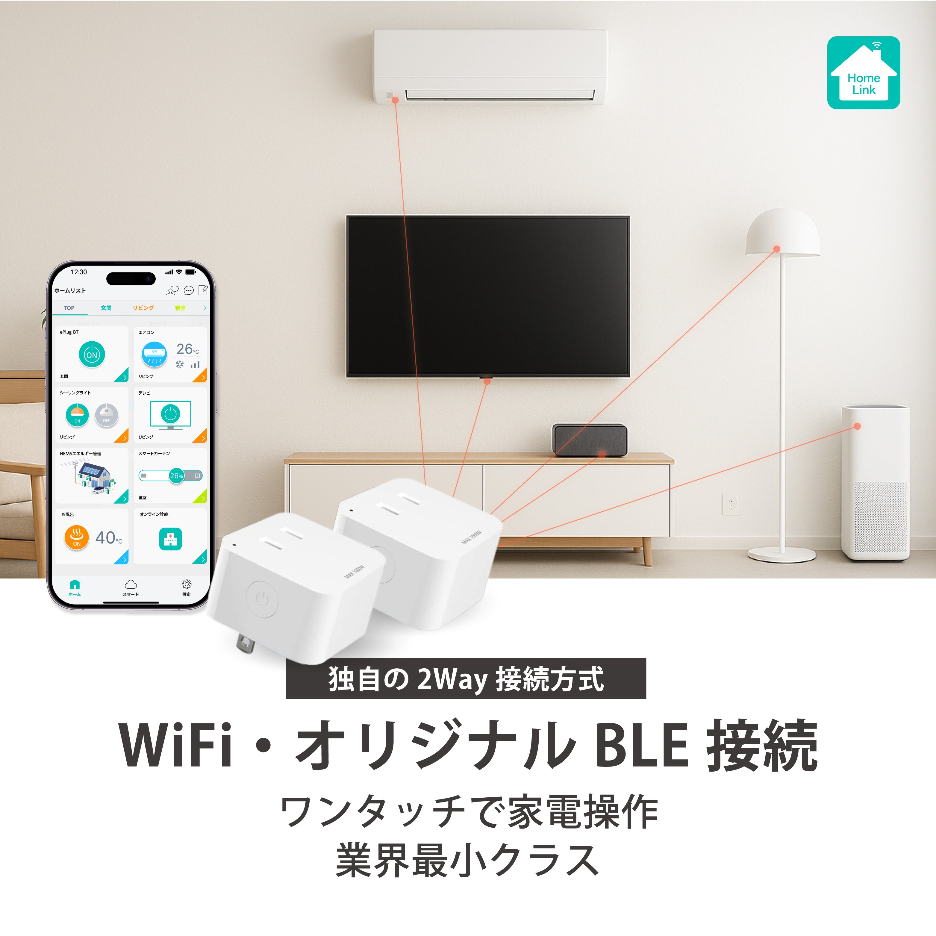 スマートプラグ LinkJapan ePlug BT 2個セット プラグ コンセント タイマー付き コンセント 節電 省エネ 遠隔操作 音声コントロール エコ GPS連動対応 テレビ視聴時間管理 親子ケンカ防止【Alexa/GoogleHome/Siri/HomeLink対応】
