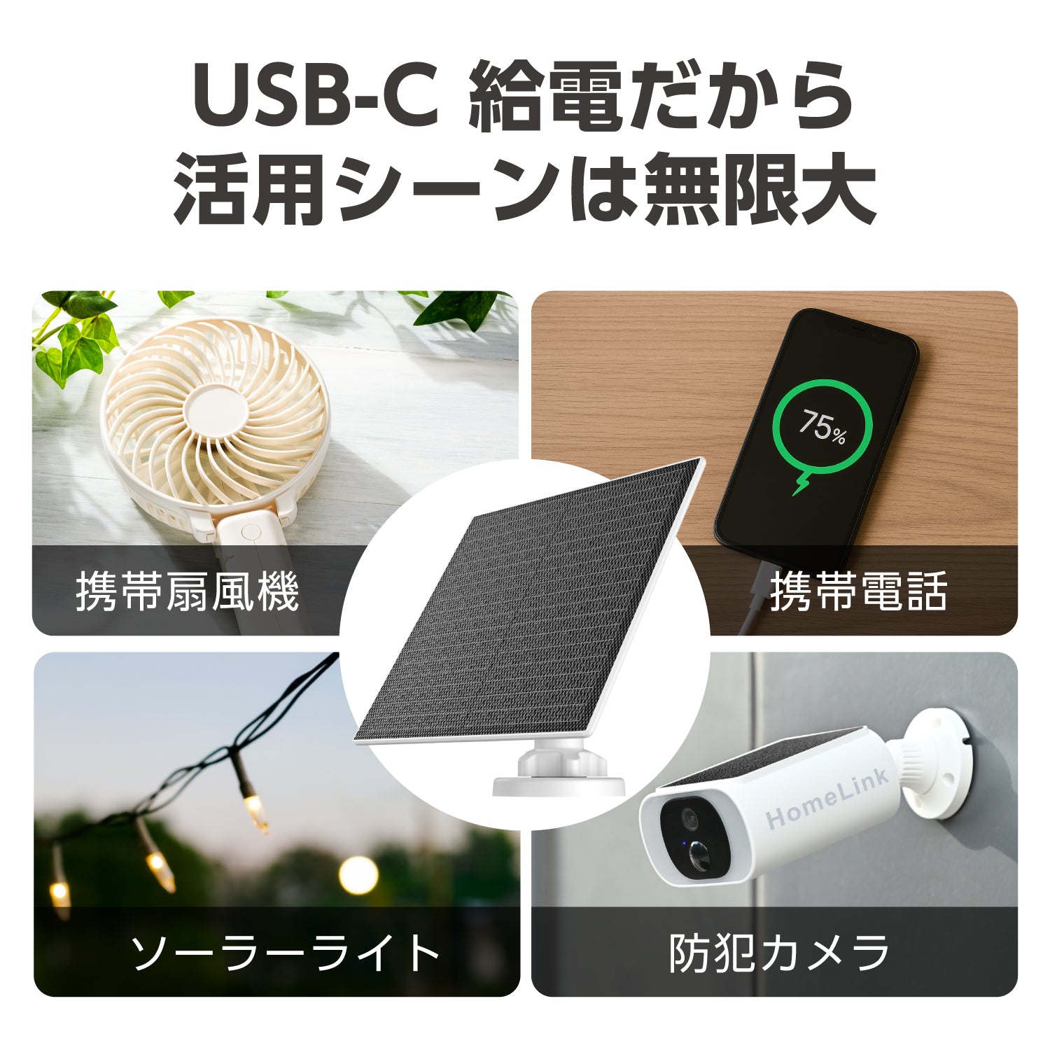 多目的ソーラーパネル 太陽光発電 充電 単体 工事不要 監視カメラ対応 eCamera-S対応 屋外使用可 アウトドア IP65防水防塵 充電器solar 5w